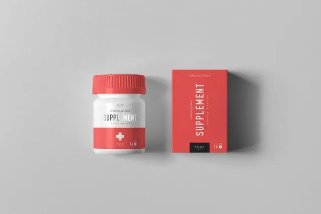保健品药物罐子&盒子样机模板7 Supplement Jar & Box Mock-up 7插图(10)