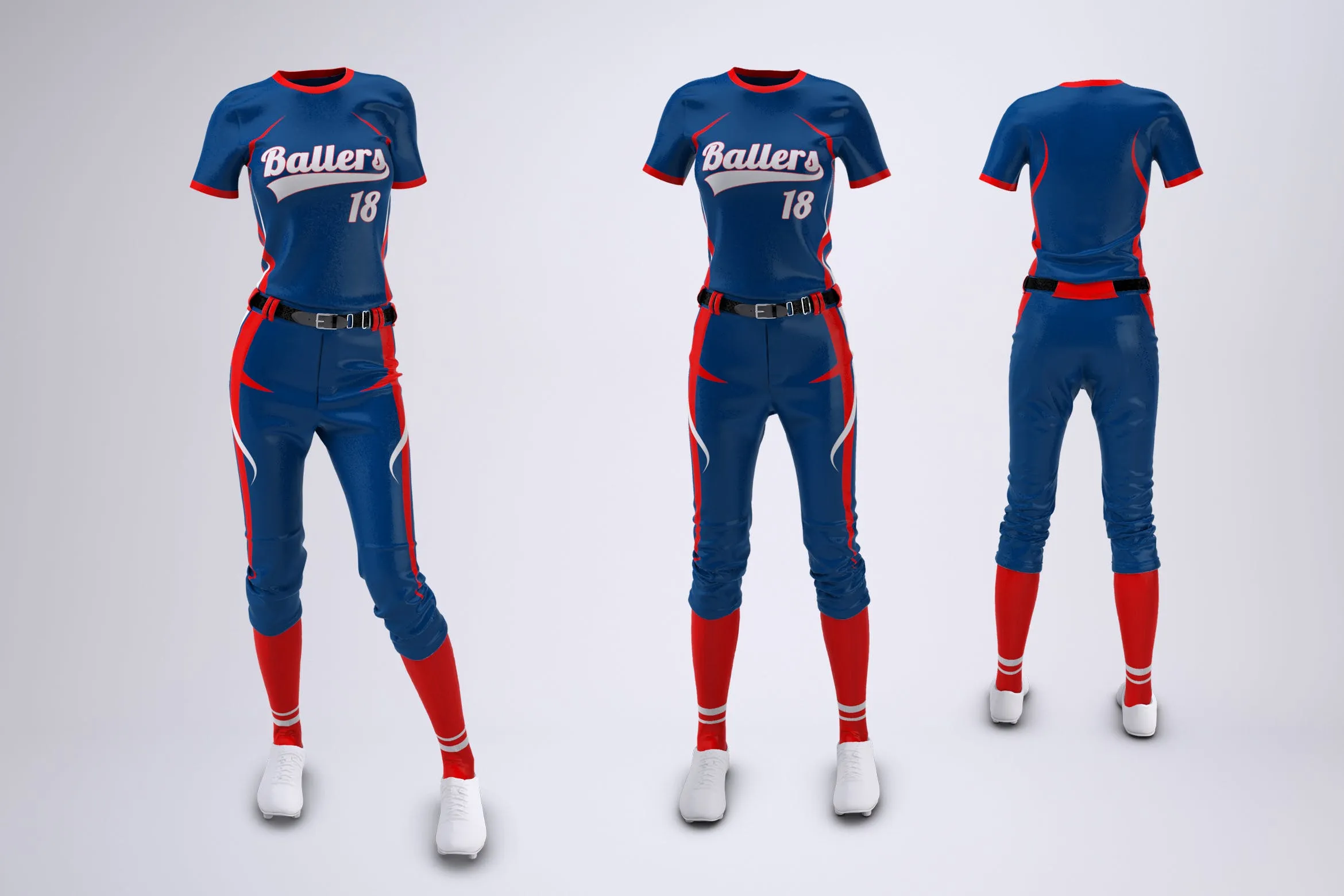 女子垒球队服制服设计效果图样机 Women#8217;s Softball Uniform Mock-Up