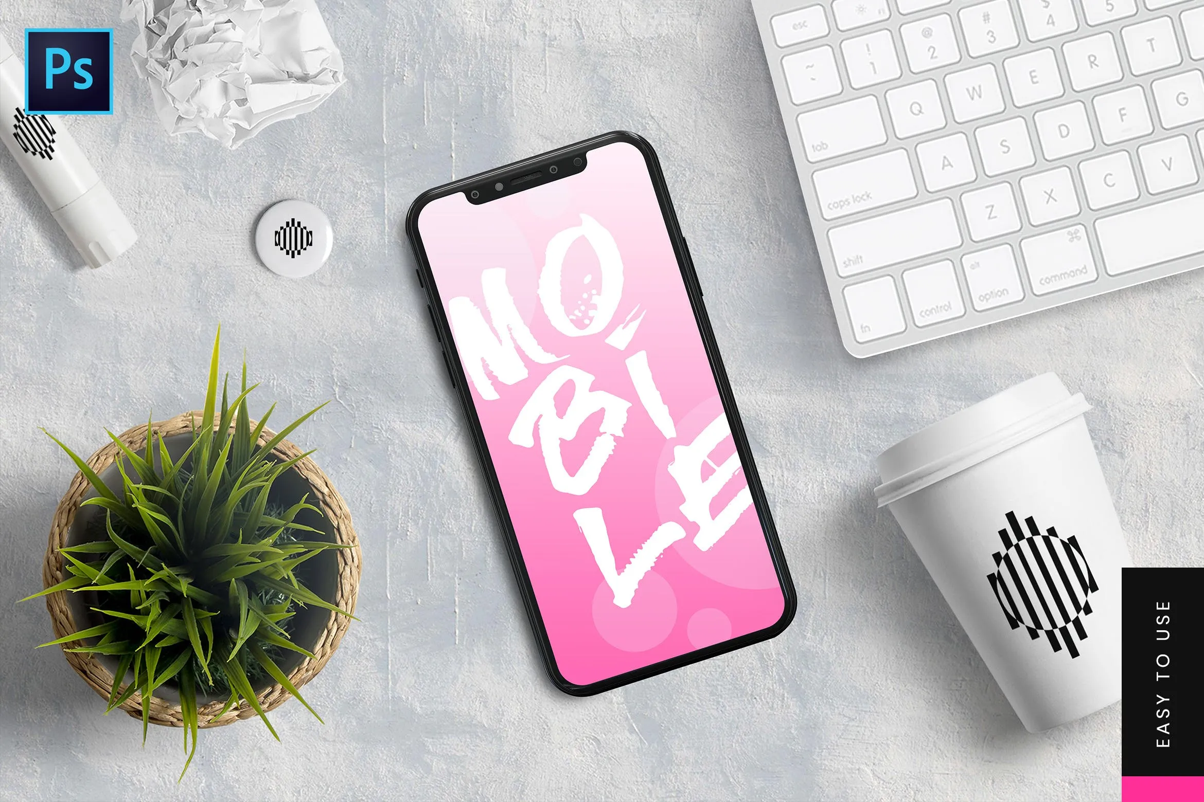 刘海屏智能手机屏幕预览效果图像素设计精选样机 Mobile Mockup