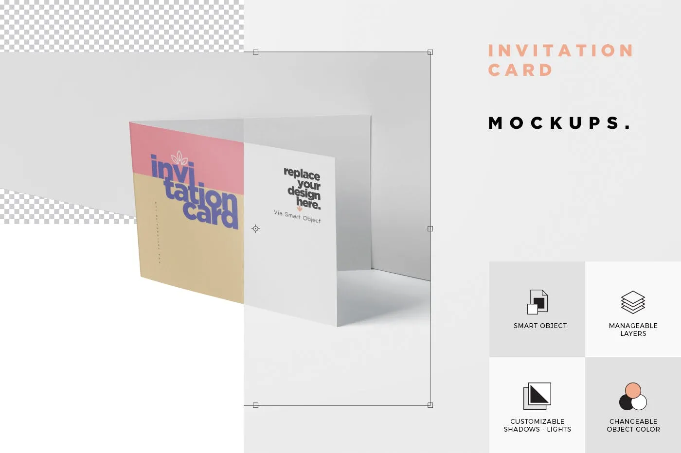 创意邀请卡/邀请函设计图样机素材库精选 Invitation Card Mock-Up Set插图(5)