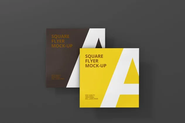 方形企业介绍宣传传单设计PSD样机 Square Flyer Mock-Up插图(4)
