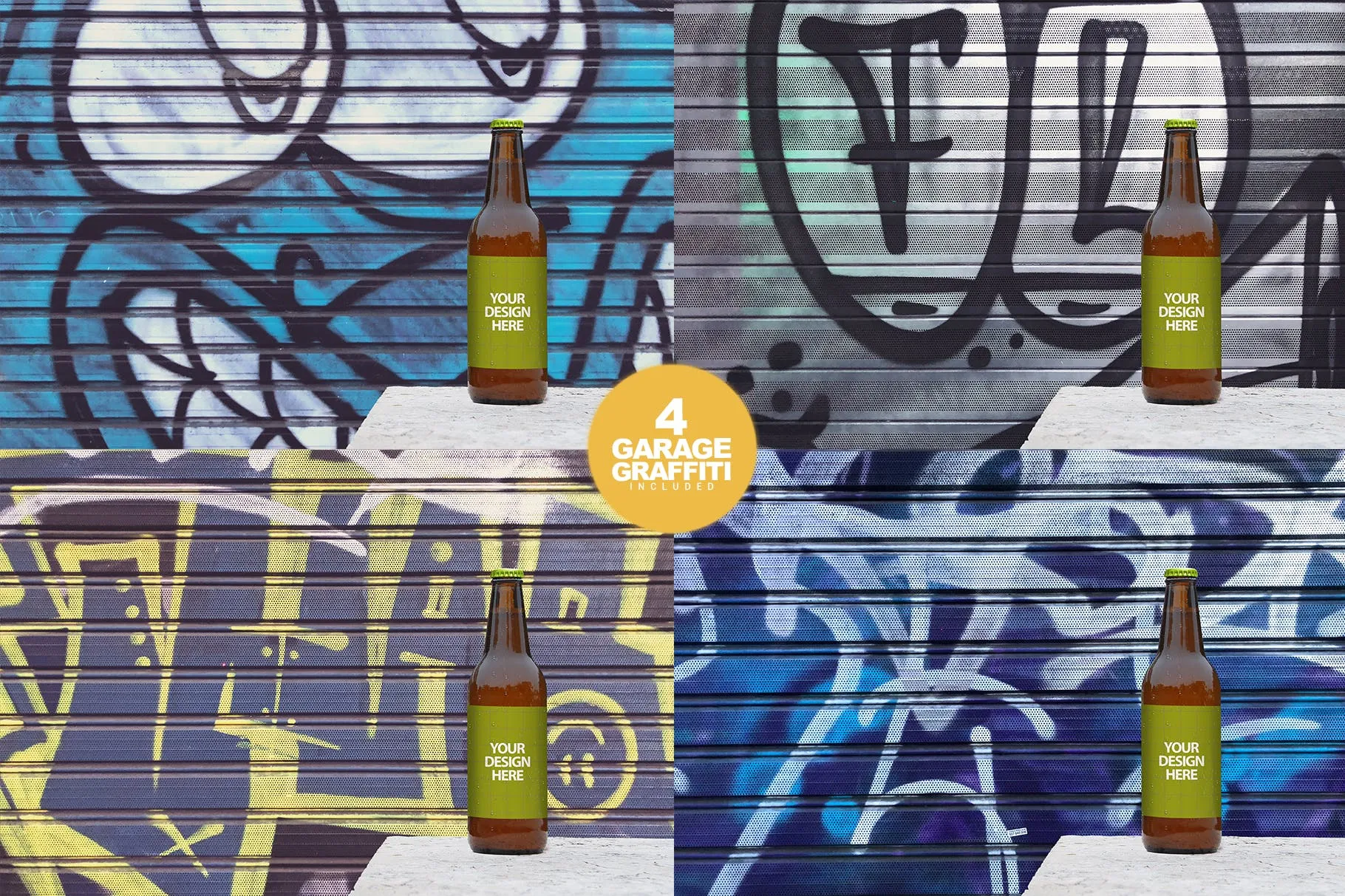 车库场景啤酒瓶外观设计预览样机 Garage Beer Mockup插图(2)