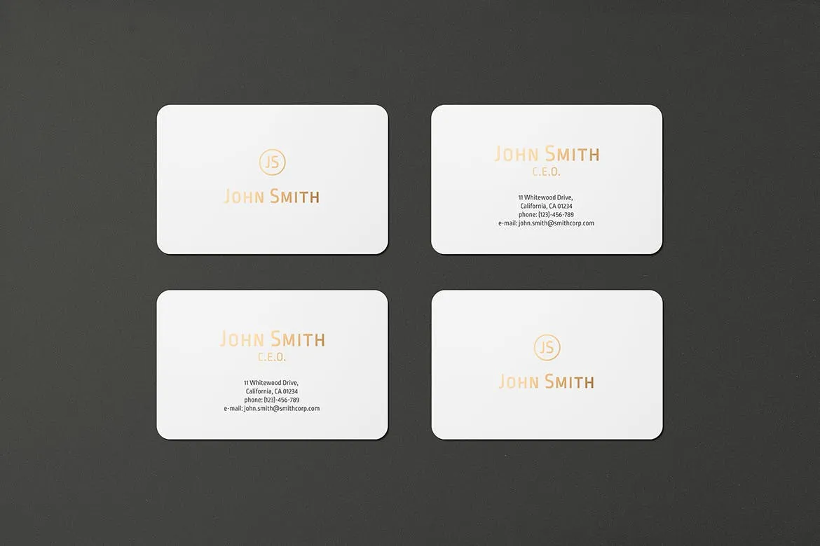 高端圆角企业名片设计图素材库精选套件 8.5×5.5 Landscape Business Card Mockup插图(5)