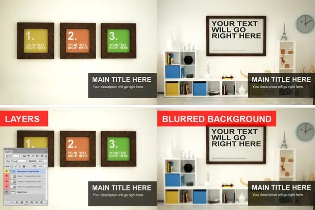 棕色实木方形框架样机模板 Frame Mockups – 10 poses插图(3)