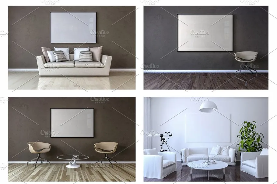 室内超大尺寸油画画框样机模板 10 x Interior Backgrounds 02插图(5)