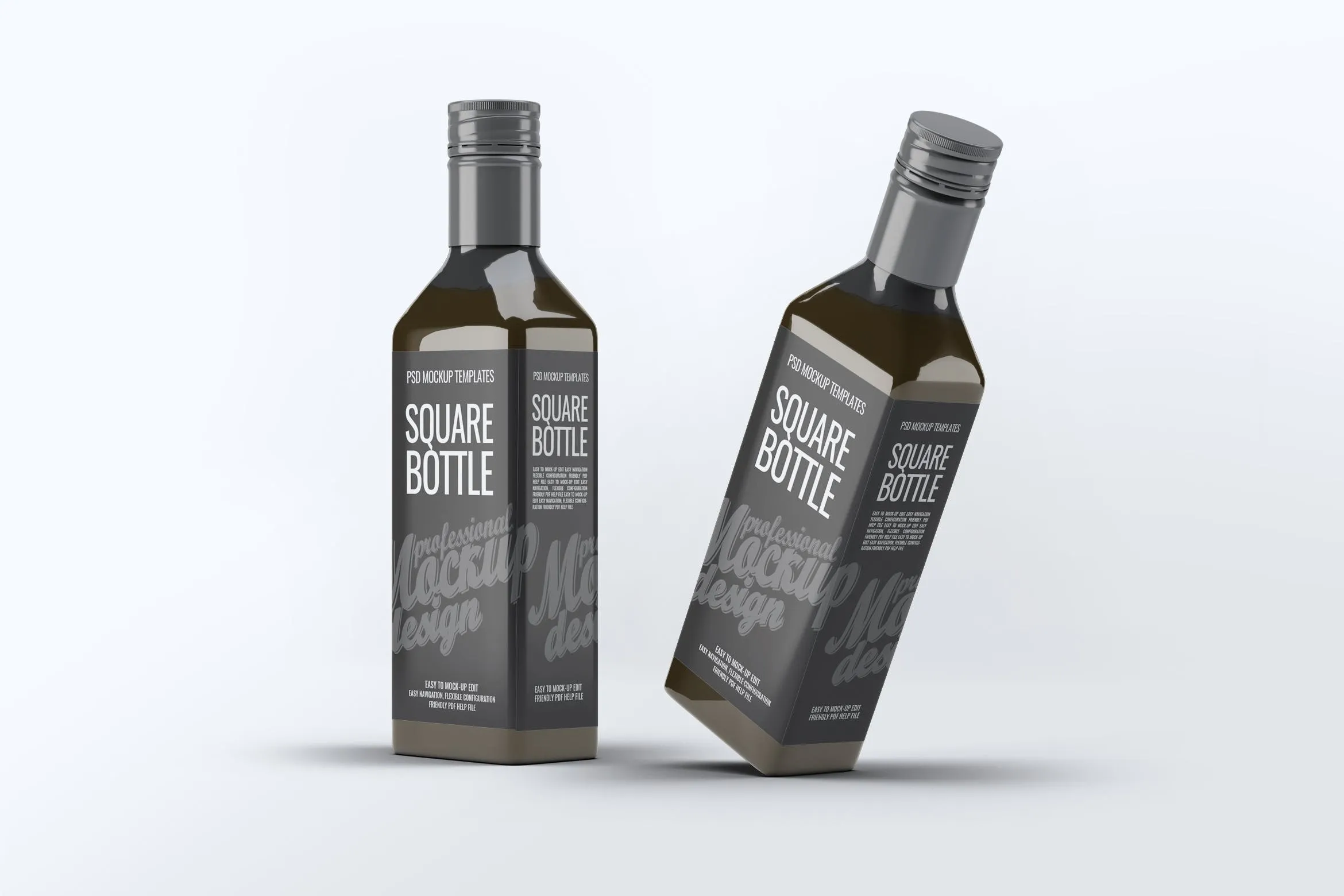 方形玻璃瓶设计样机模板 Square Glass Bottle Mock-Up插图