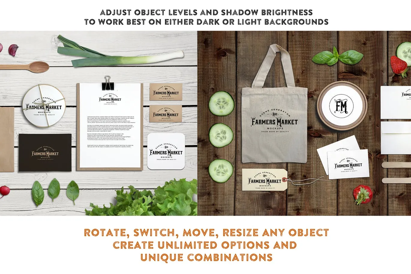 农民市场健康绿色有机食品场景VI样机展示模型mockups插图(2)