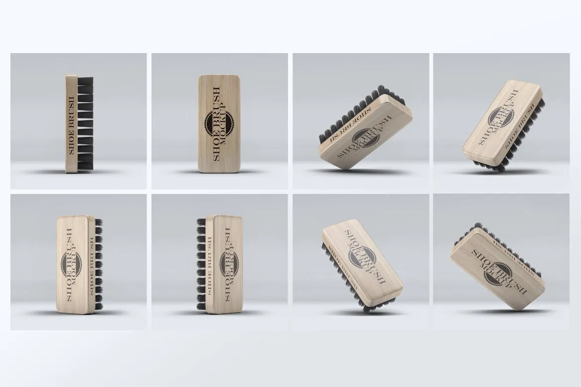 鞋刷品牌Logo设计预览样机模板 Shoe Brush Mock-Up插图(1)