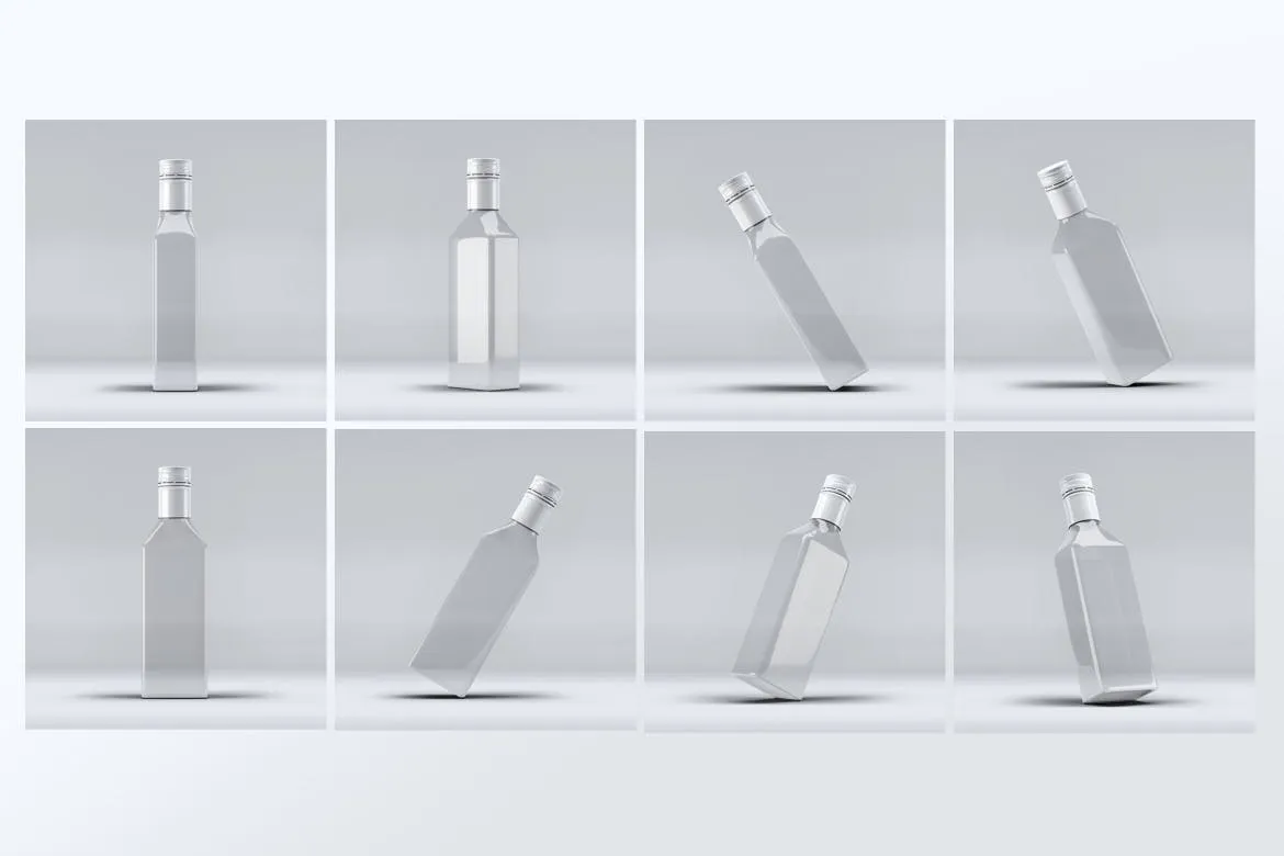 方形玻璃瓶设计样机模板 Square Glass Bottle Mock-Up插图(2)
