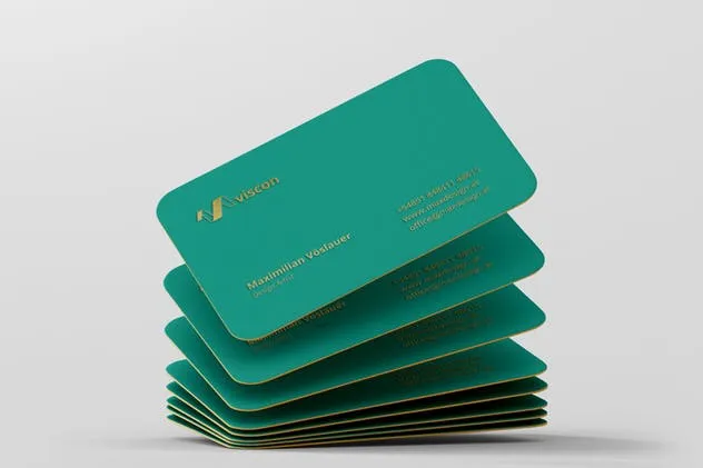 优雅企业圆角名片样机模板 Business Card Mockup Round Corners插图(8)