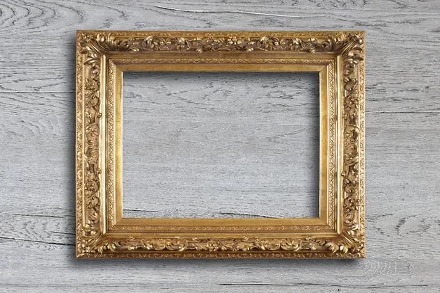 复古奢华金色边框画框样机V2 Antique Golden Frame Mockup 02插图(2)