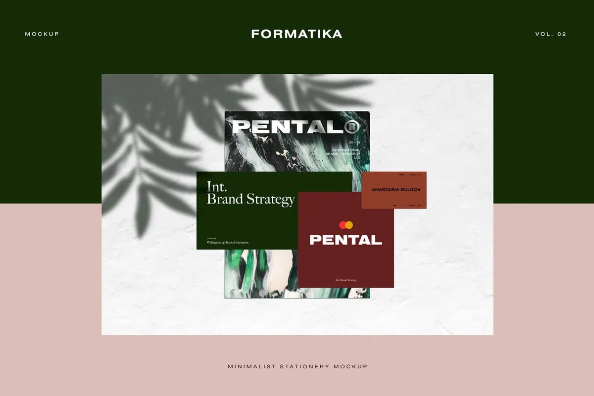 极简主义企业品牌设计展示样机模板 Pental No.2#8211; Minimalist Stationery Mockup