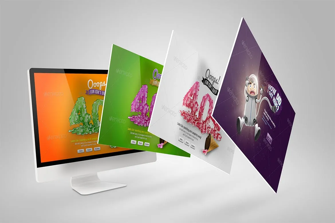 Web设计桌面电脑屏幕演示样机模板 Desktop Mock-Up插图(6)