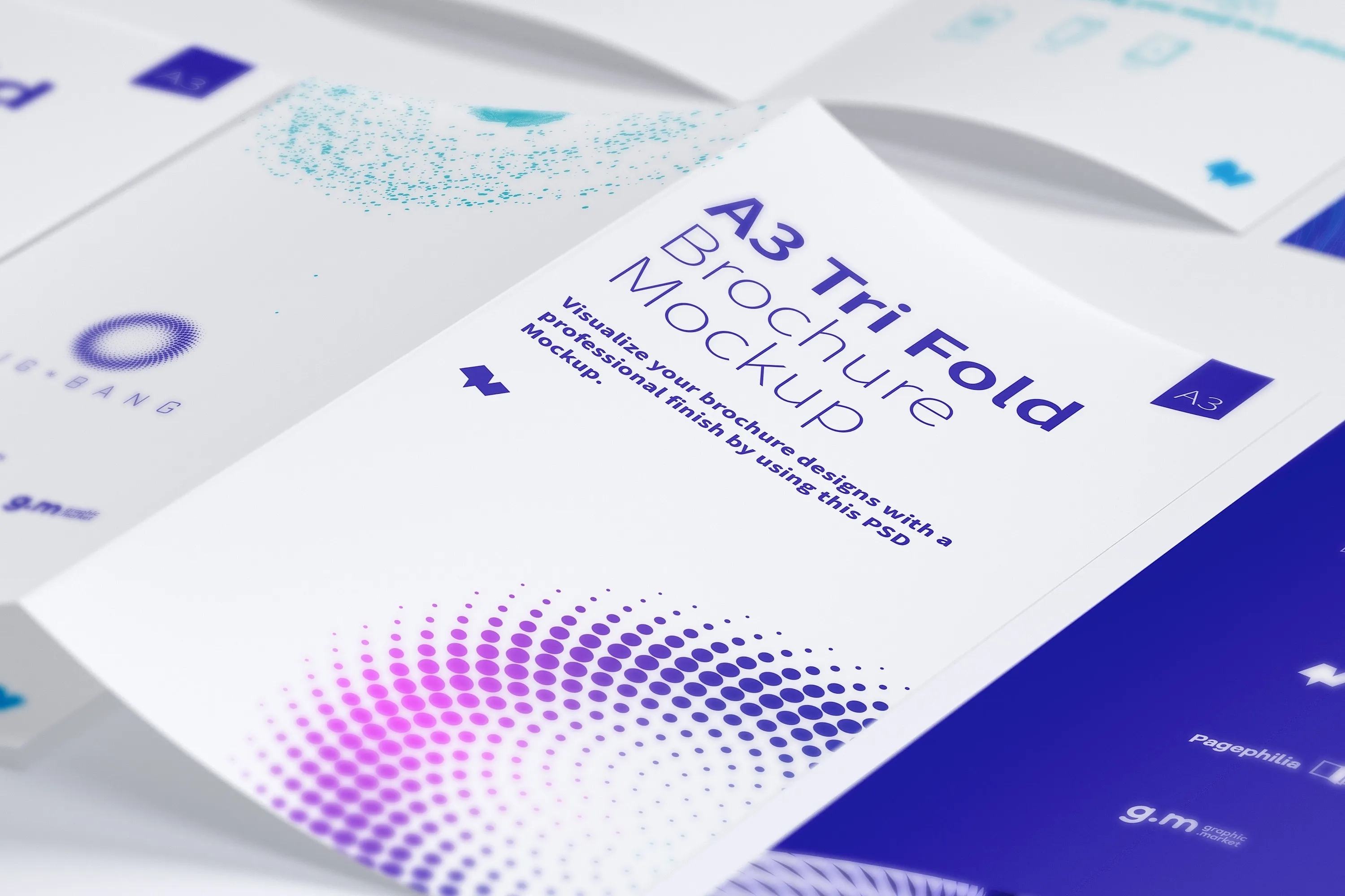 A3尺寸大小三折页小册子传单设计预览样机04 A3 Trifold Brochure Mockup 04插图(1)