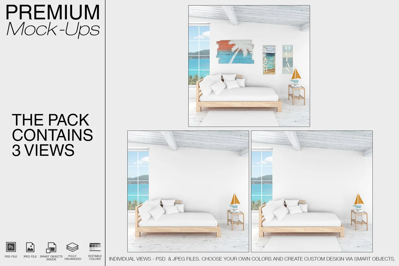 海景房枕头和框架展示样机下载 Pillows & Frames Set – Coastal Style [psd]插图(11)