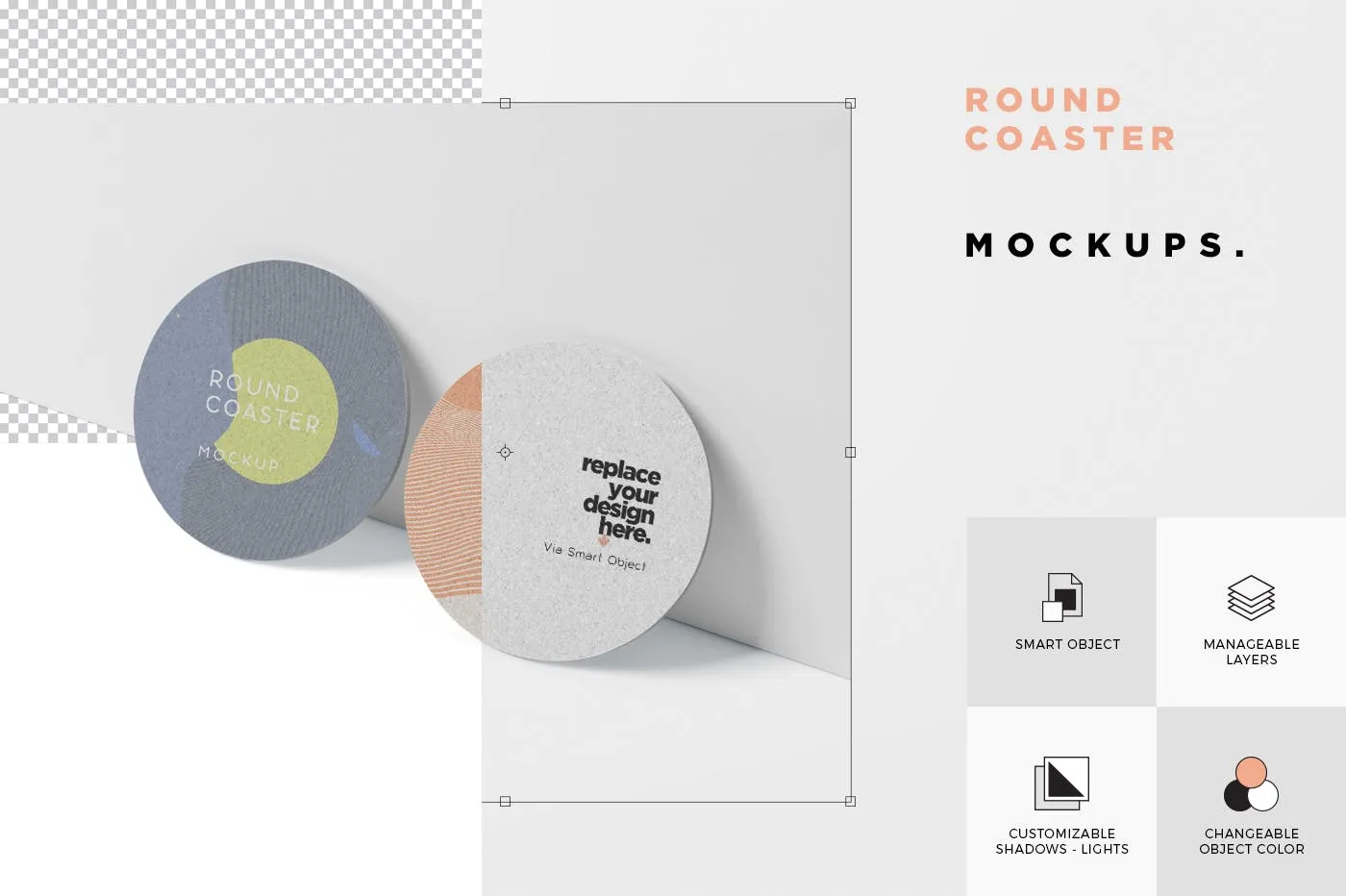 圆形杯垫图案设计效果图素材库精选 Round Coaster Mock-Up – Medium Size插图(5)