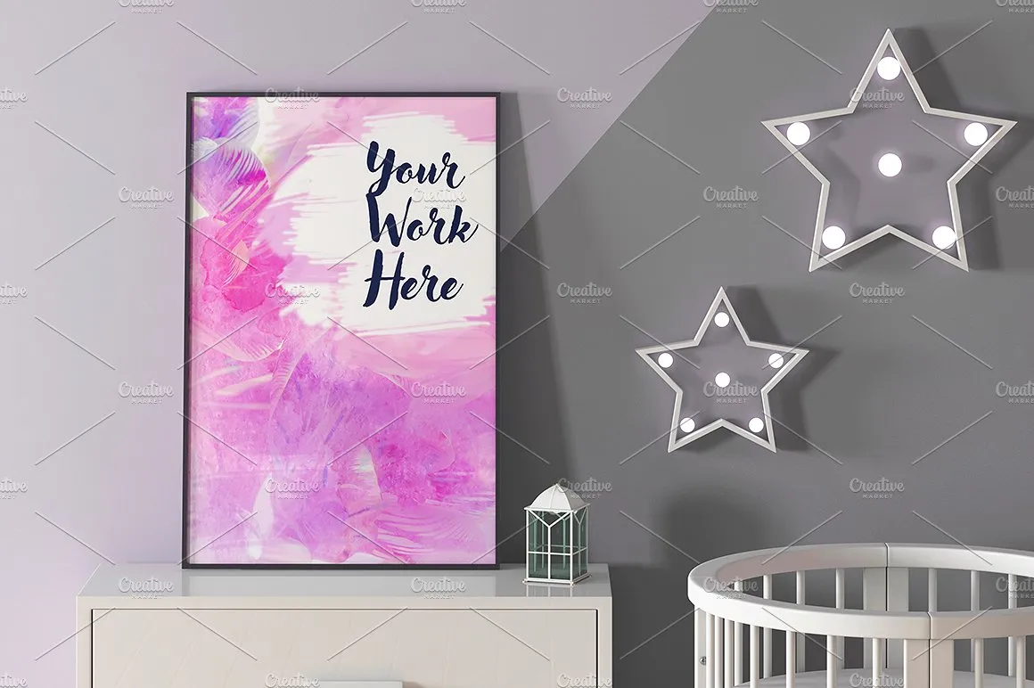 10款孩子室内海报框架展示模型集合下载Poster frame mockup in child room[psd]插图(2)