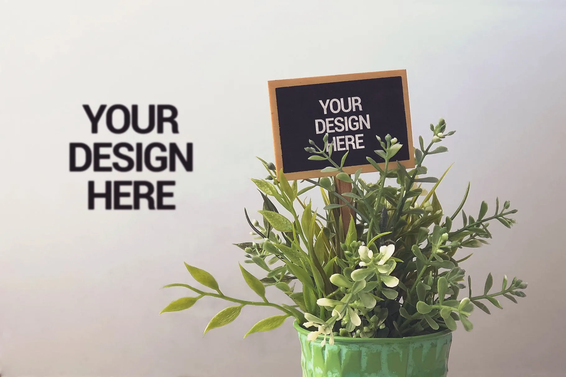 盆栽背景Logo/店招/商标设计效果图样机 Mini Slate Mockup插图(3)