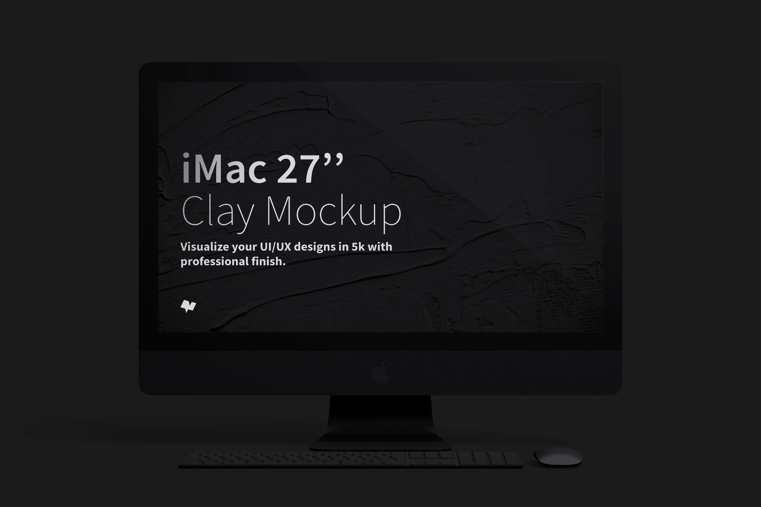 27寸iMac一体机大屏幕UI设计效果预览前视图样机 Clay iMac 27” Mockup, Front View插图(1)