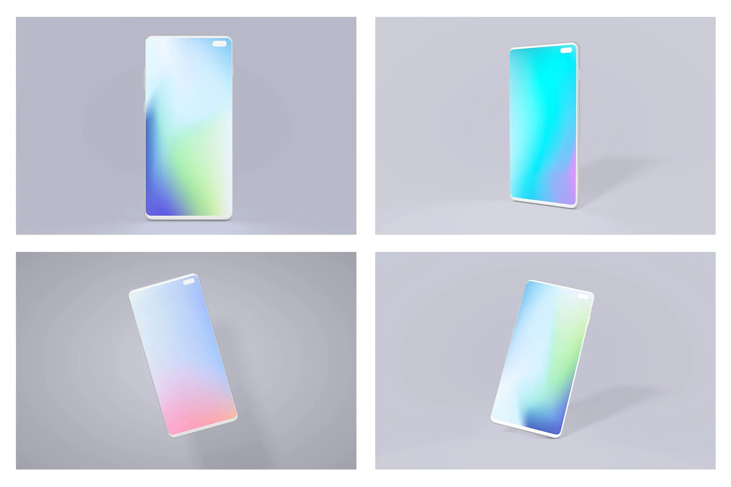 三星智能手机S10屏幕预览像素设计精选样机套装 Samsung S10 Android Mockup Bundle