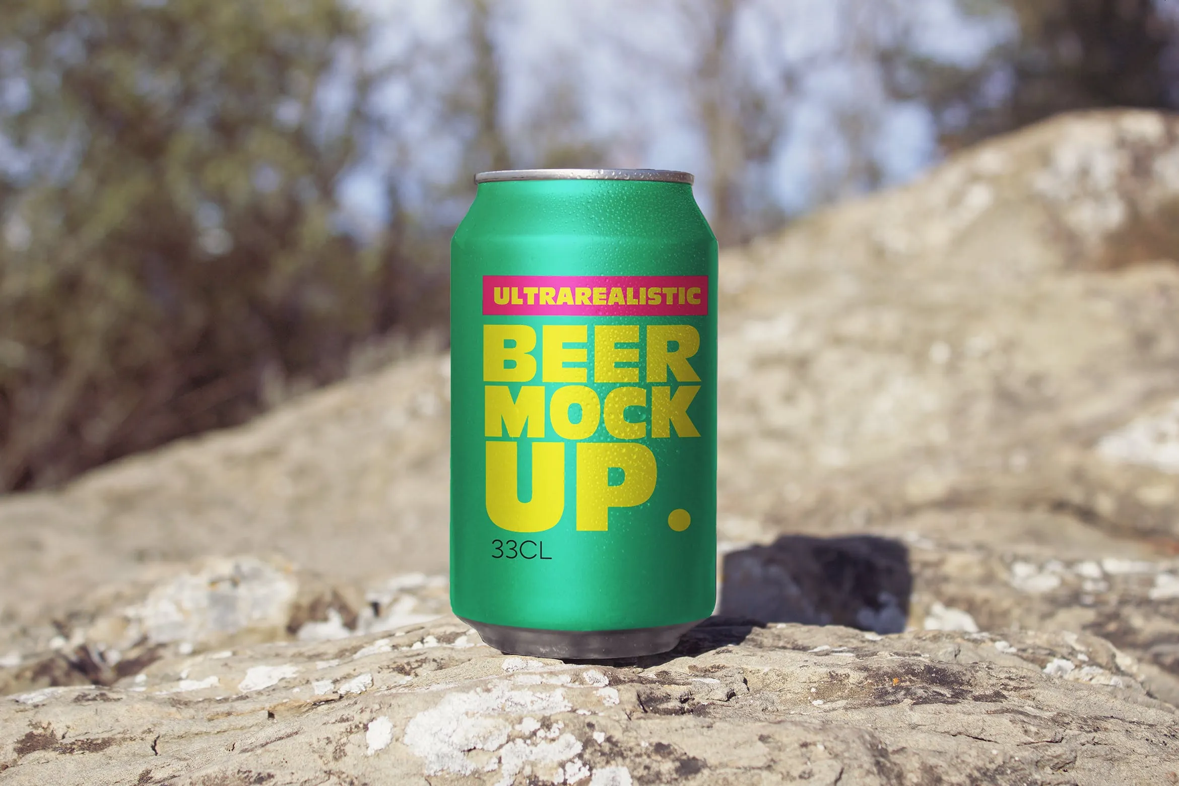 啤酒易拉罐前视图素材库精选模板 Front Beer Can Mockup插图