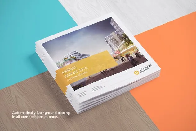 方形杂志封面&排版设计效果图样机素材库精选模板 Photorealistic Square Magazine Mock-up’s插图(2)