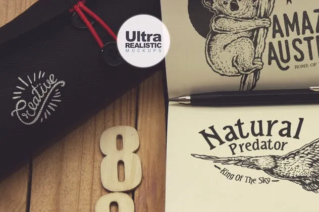 袖珍笔记本写生作品预览样机素材库精选模板v1 Pocket Notebook Writing Sketch插图(2)