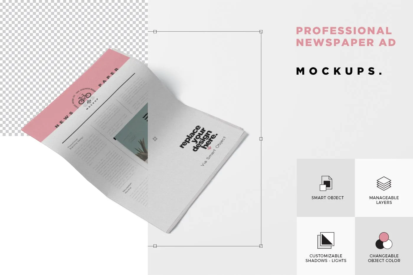 专业新闻报纸广告刊例样机PSD模板 Professional Newspaper Ad PSD Mockups插图(5)