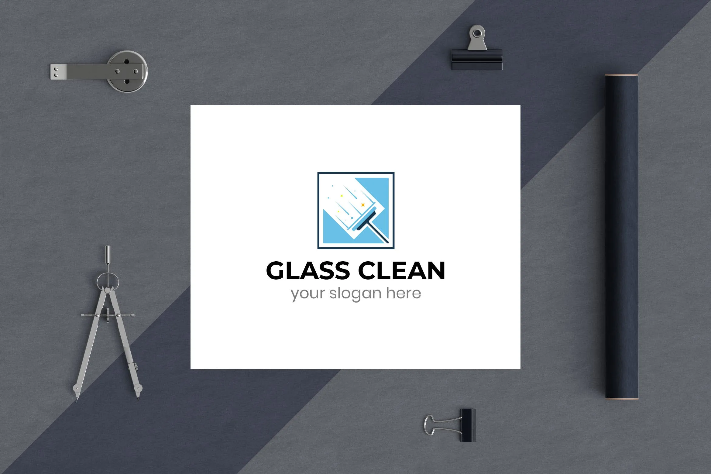 玻璃清洁服务Logo设计素材库精选模板 Glass Clean Business Logo Template插图