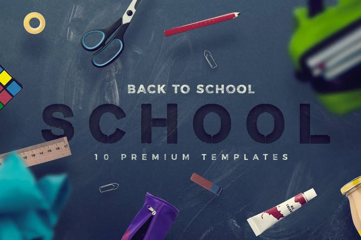 开学季校园主题场景巨无霸广告模板 Back To School#8211; 10 Premium Hero Image Templates
