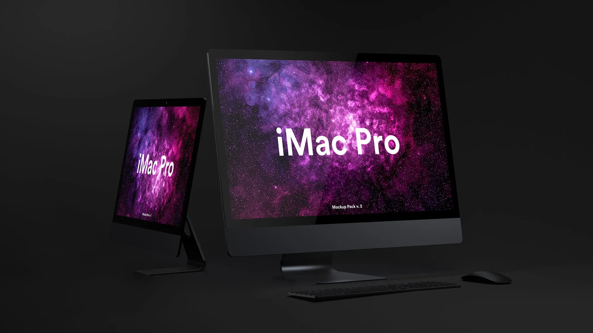 酷黑背景iMac Pro一体机电脑样机模板 Dark iMac Pro Mockup插图(7)