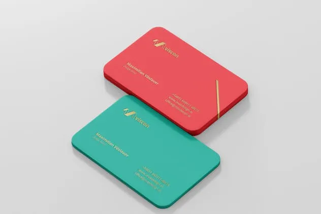 优雅企业圆角名片样机模板 Business Card Mockup Round Corners插图(5)