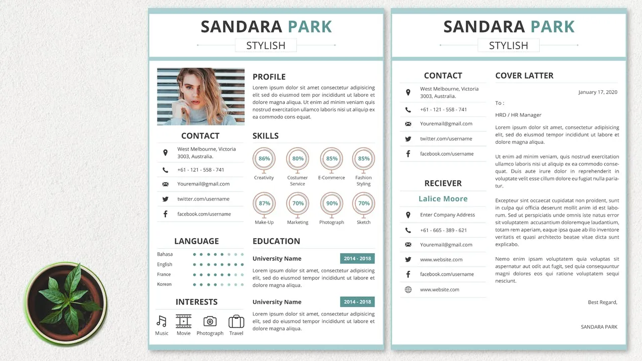 简约干净设计风格普通职员应聘简历模板 CV Resume Simple And Clean插图(1)