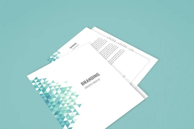 企业品牌办公用品样机模板 Branding Identity Mock Up – Teal Tirangles插图(4)