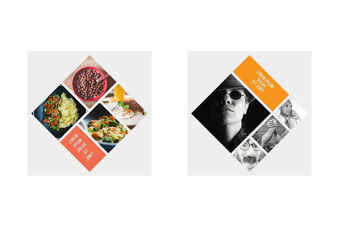 菱形相框照片预览样机素材库精选模板 Rhombic Photo Frame Templates插图(2)