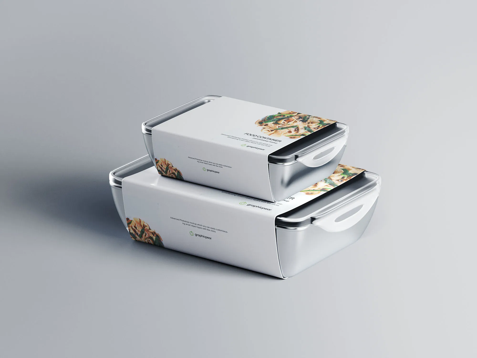 带标签快餐包装盒设计效果图样机模板 Food Container Mockup with Label插图
