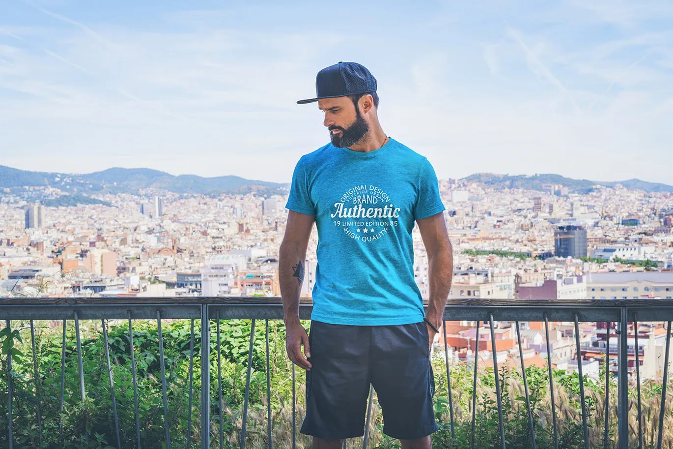 男士T恤印花设计模特上身效果预览样机 T-Shirt Mockup Collection 01插图(3)