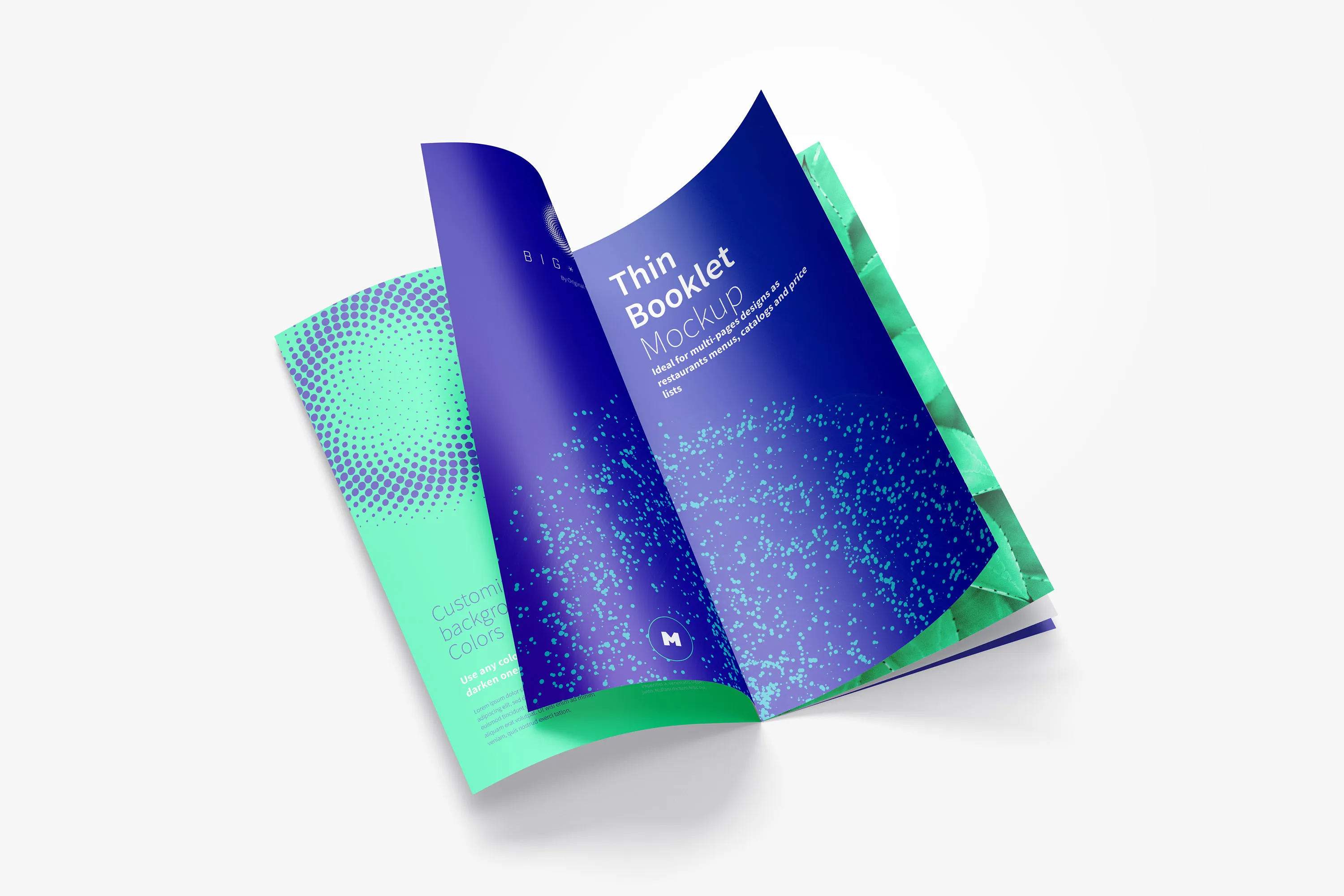 企业品牌宣传册设计翻页效果样机模板02 Thin Booklet Mockup 02插图