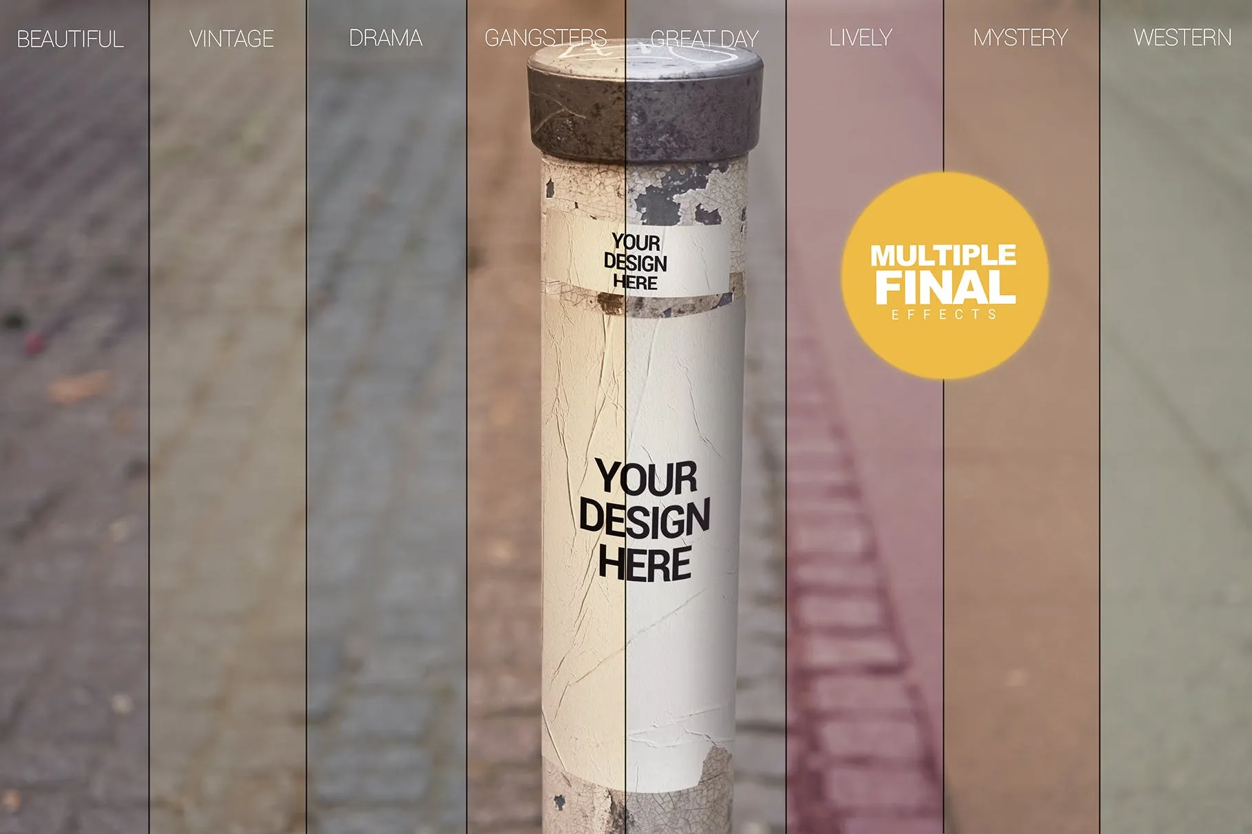 城市圆柱标志/海报张贴效果样机模板 Urban Sign Mockup插图(4)