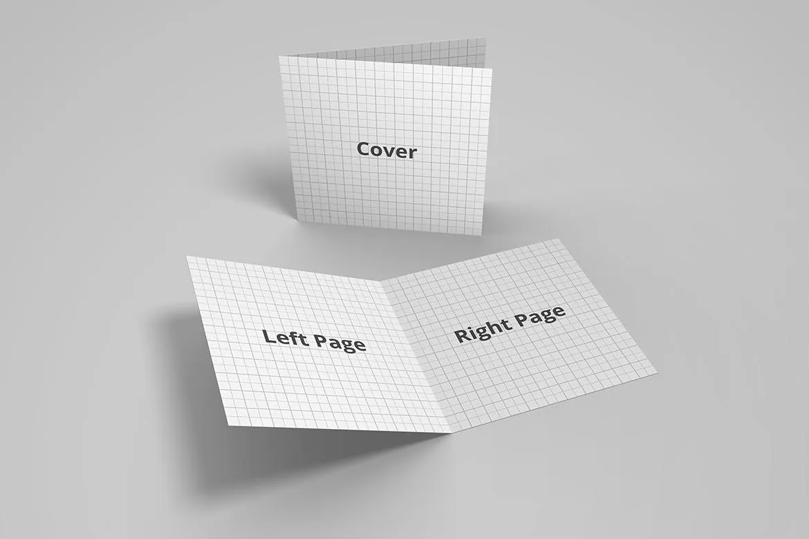 对折页传单/邀请卡设计多角度预览样机模板 Bifold Brochure/Greeting Card Mockup插图(3)