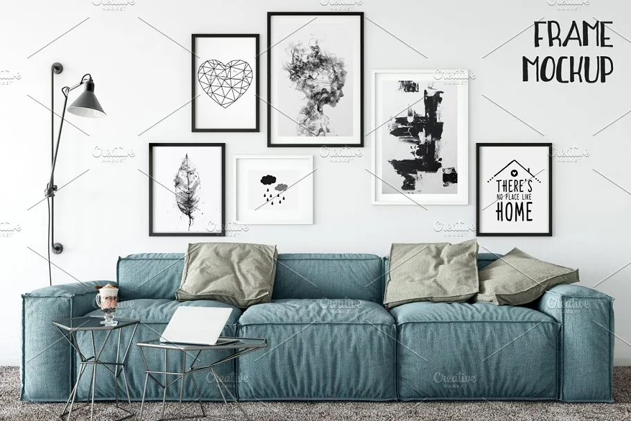 居家客厅相框画框样机模板 Scandi Interior Frame Mockup – 11插图