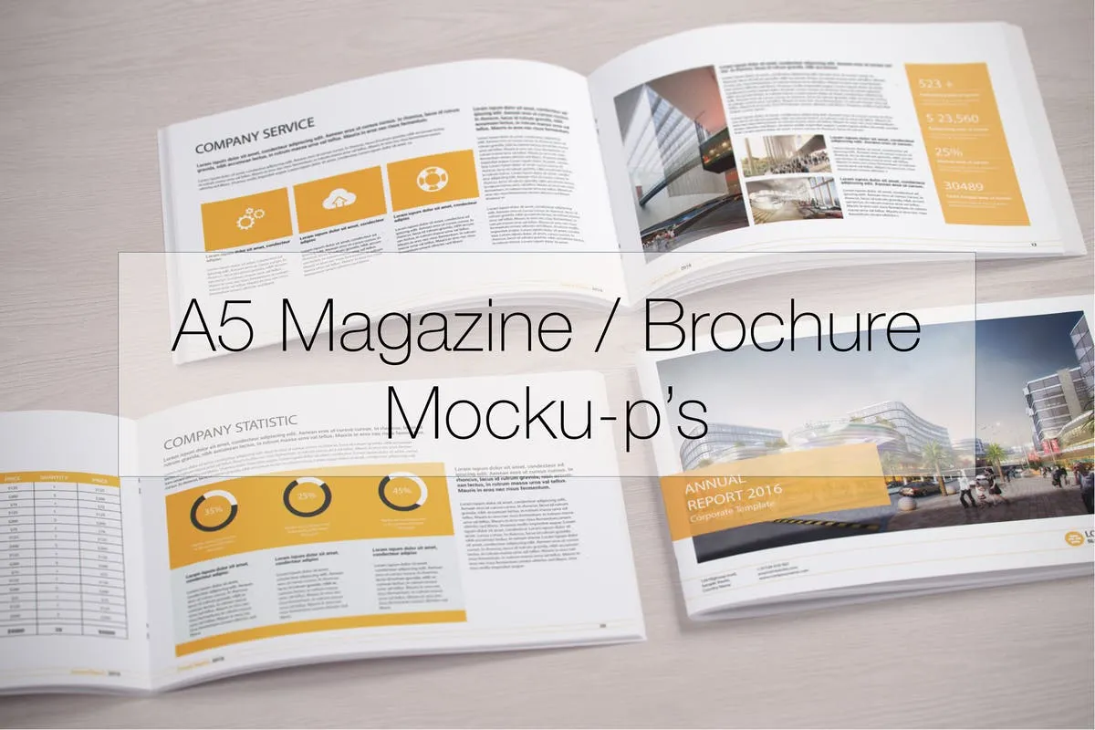 A5规格杂志画册样机模板 A5 Magazine / Brochure Mock-up#8217;s