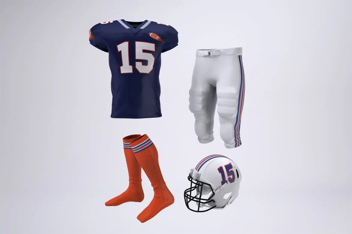 美式足球球服队服设计效果图样机模板 American Football Uniform Mock-Up插图(2)