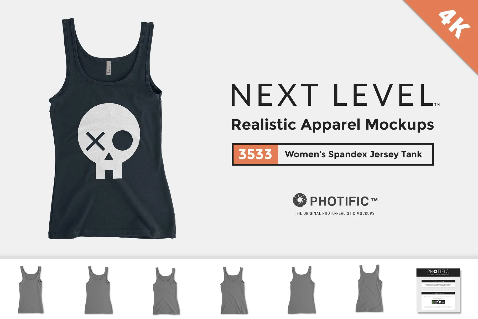 女性氨纶背心样机模板 Next Level 3533 Spandex Jersey Tank插图