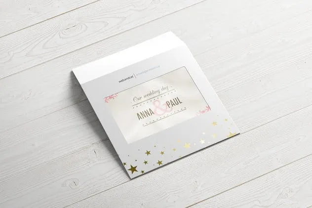 方形信封设计图样机素材库精选模板 Square Envelope Mock-up插图(4)