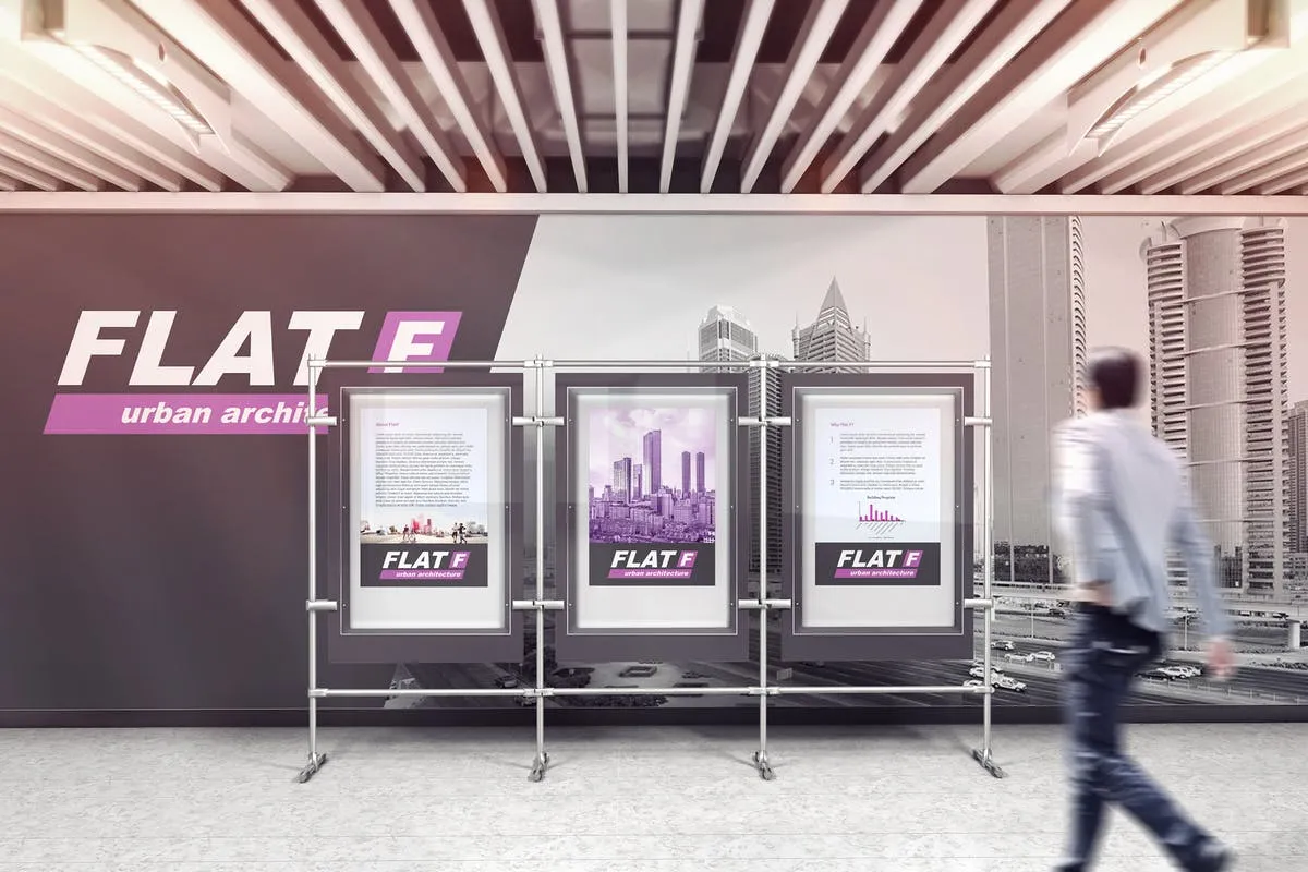 展览馆广告海报展示样机模板 Ad In The Exhibition Hall Mockups