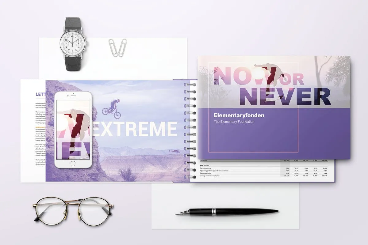 精装封面设计活页笔记本样机V2 Spiral Hardbound Book With Folder Cover Mockups 02插图