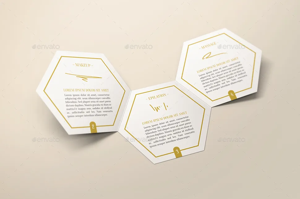 六边形折页宣传小册样机 Hexahedron Trifold Brochure Mock-Up