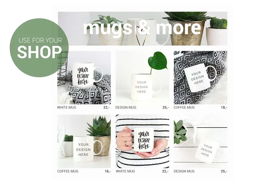 白色咖啡杯马克杯样机模板 White coffee mug mockups插图(1)