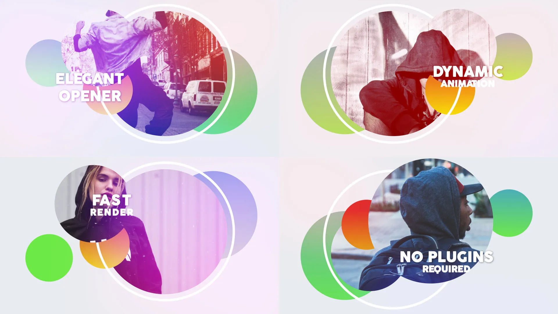 快速而充满活彩色圆圈照片酷炫开场像素设计精选AE模板